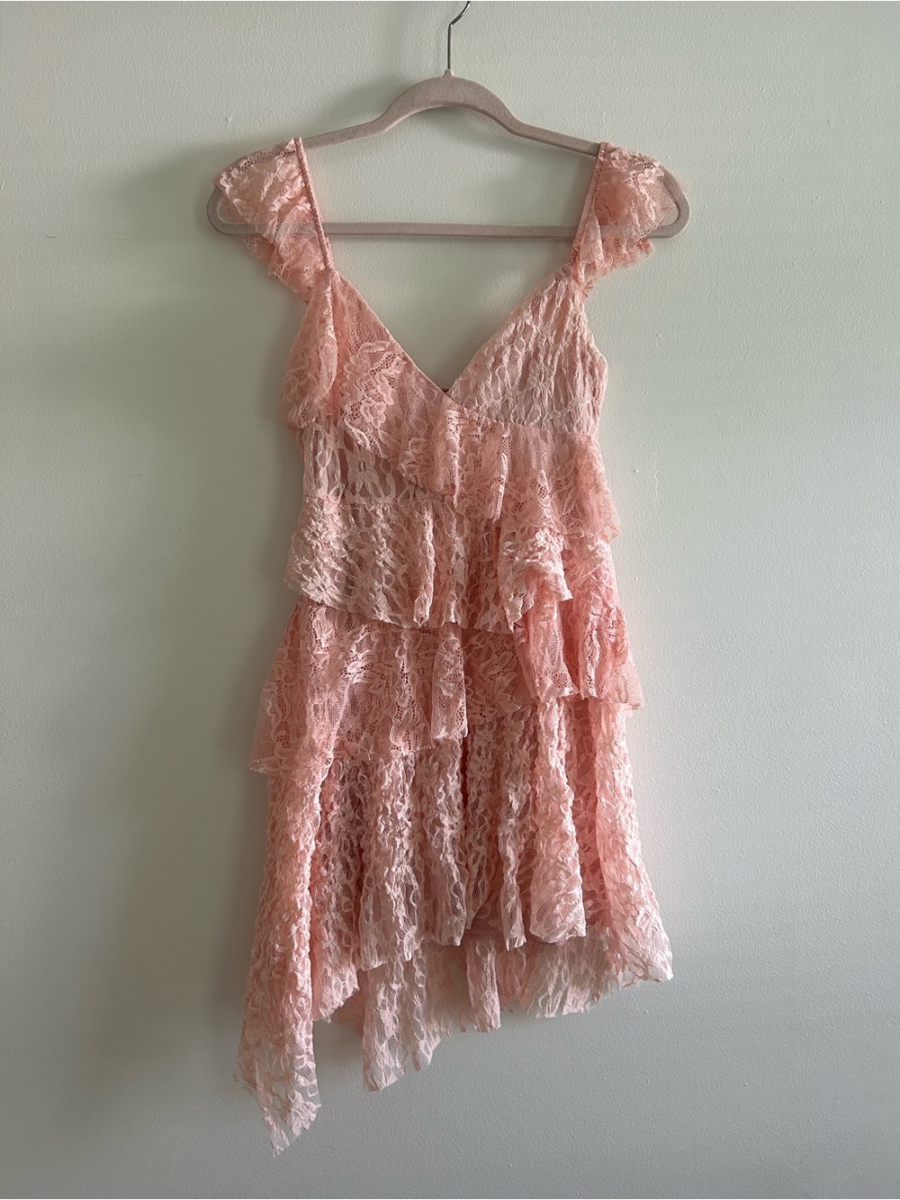 NWT Zara Fairycore Women's Pink Lace Ruffle Dress